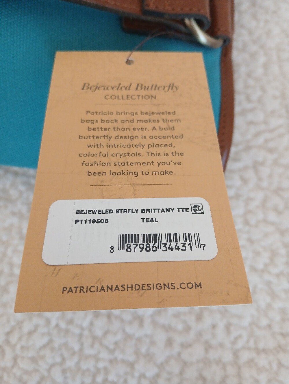 Patricia Nash Bejeweled Butterfly Teal Brittany Tote NWT - Picture 6 of 6